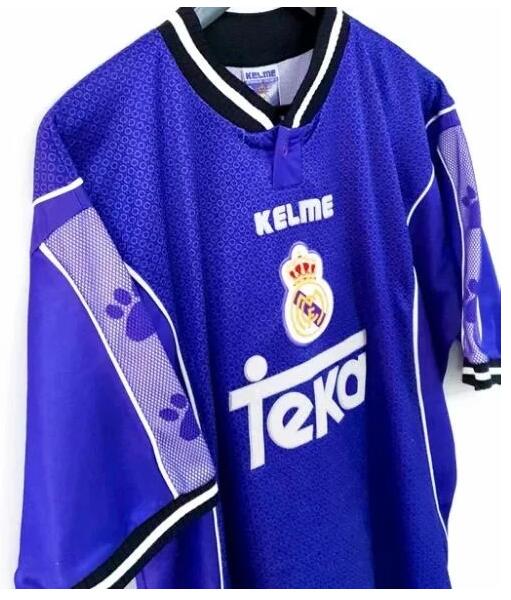 1997-98 Real Madrid Retro Blue Away Kit Soccer Jersey